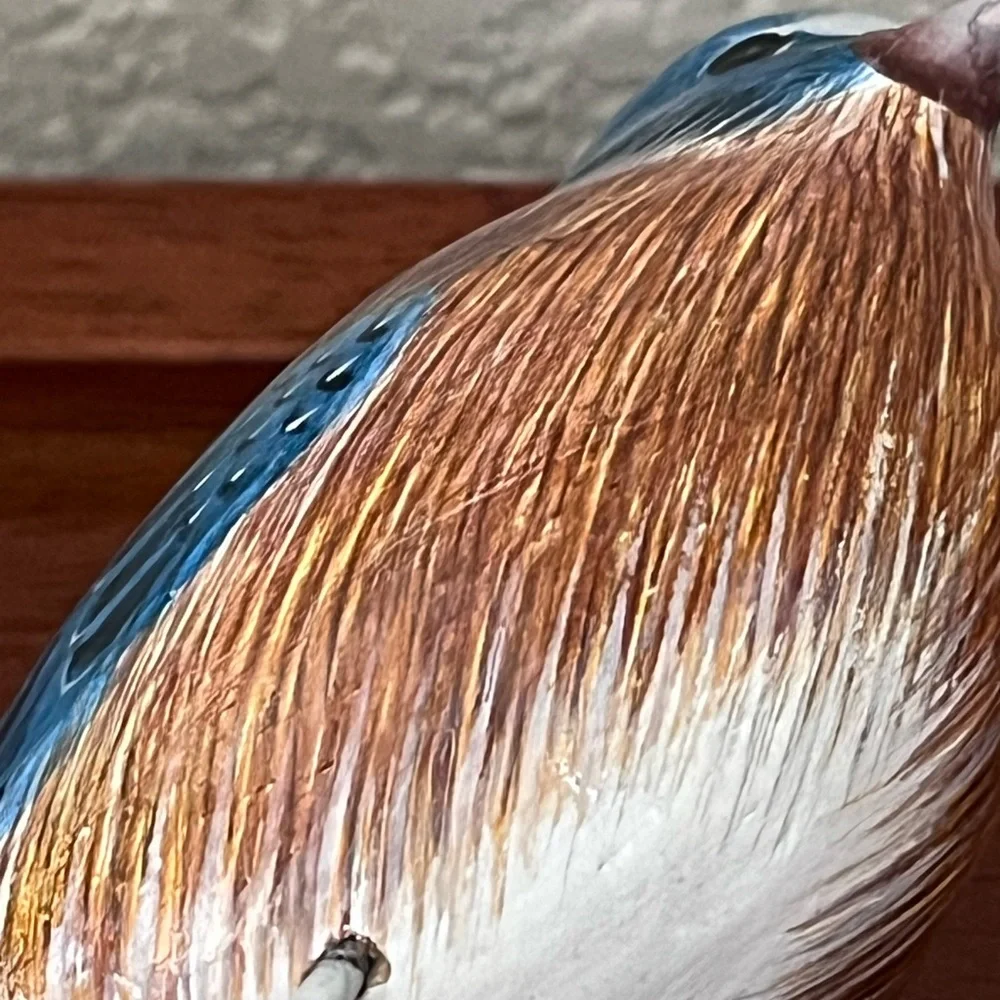 Handcarved Wood Western Bluebird in Burl Wood Bird